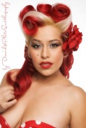 red and white pinup hairstyle